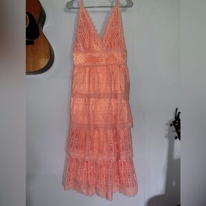 Ruffle crochet dress with beautiful floral details